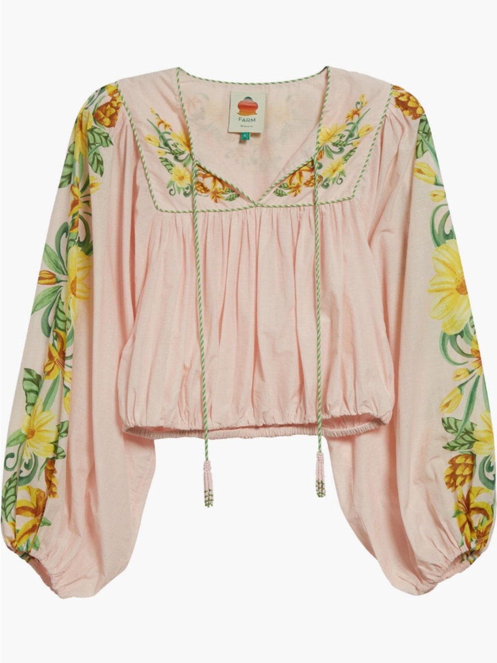 FARM Rio Botanical Beauty Cotton Long Sleeve Top NWT Size XL
